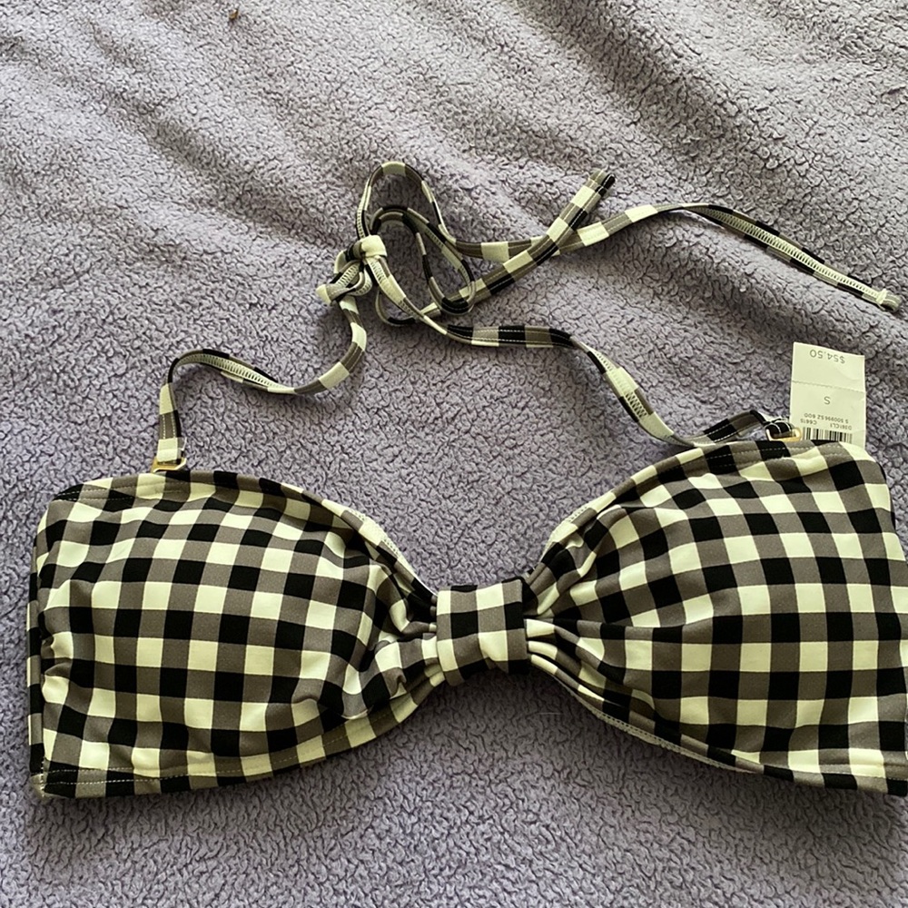 NWT Loft Checkered Bandeau Bikini Top